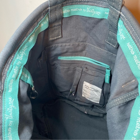 Thirty-One Gray Tote with Lace and Chevron Accents - Picture 2 of 8